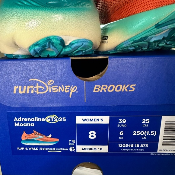 Brooks RunDisney Moana Running Shoes Women Size 8 Adrenaline GTS 25 Limited NIB - Picture 16 of 16